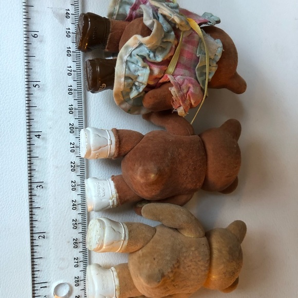 Vintage Furskin Bears Lot of 3 Flocked Bears 1980s, 4” - Picture 3 of 13